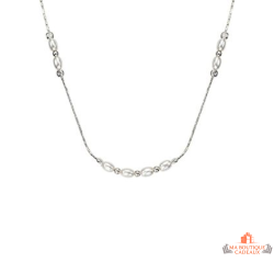 Collier argent perles blanches ovales – Carla Nogueres – 42+3 cm