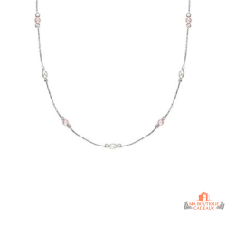 Collier en argent perles blanches et roses – Carla Nogueres – 42+3 cm
