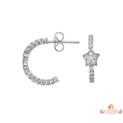 Boucles d’oreilles argent motif étoile en oxyde de zirconium – Carla Nogueres