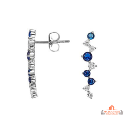 Boucles d’oreilles argent pierres bleues saphir et zirconium – Carla Nogueres