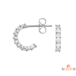 Boucles d’oreilles argent demi-créoles en oxyde de zirconium – Carla Nogueres