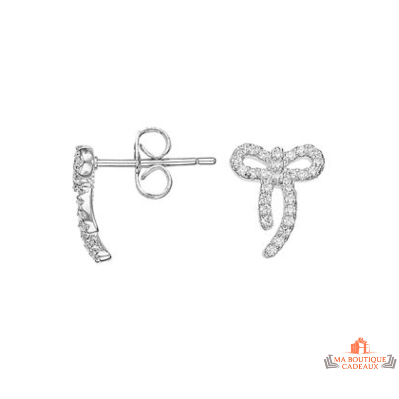 Boucles d’oreilles argent nœud papillon zirconium – Carla Nogueres