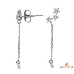 Boucles d’oreilles femme argent trois étoiles chaîne oxyde de zirconium Carla Nogueres garantie 2 ans