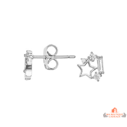 Boucles d’oreilles femme argent étoile ajourée pierres oxyde de zirconium Carla Nogueres garantie 2 ans