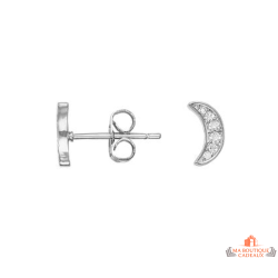 Boucles d’oreilles femme argent lune oxyde de zirconium Carla Nogueres garantie 2 ans