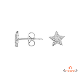 Boucles d’oreilles femme argent étoile oxyde de zirconium fermoir papillon Carla Nogueres garantie 2 ans