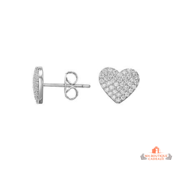 Boucles d’oreilles femme argent motif cœur oxyde de zirconium fermoir papillon Carla Nogueres garantie 2 ans