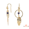 Boucles d’oreilles argent doré plume bleue – Carla Nogueres