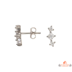 Boucles d’oreilles argent trois pierres zirconium – Carla Nogueres