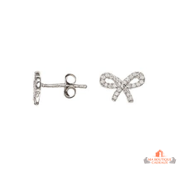 Boucles d’oreilles argent nœud papillon zirconium – Carla Nogueres