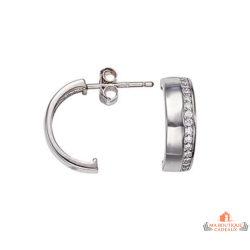 Boucles d’oreilles demi-anneau argent zirconium – Carla Nogueres