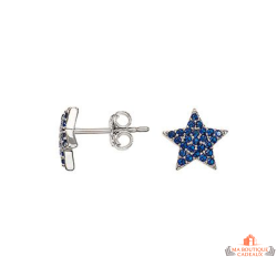 Boucles d’oreilles étoile argent zirconium bleu saphir Carla Nogueres