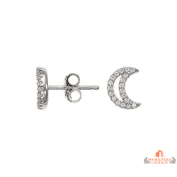 Boucles d’oreilles lune argent oxyde de zirconium Carla Nogueres