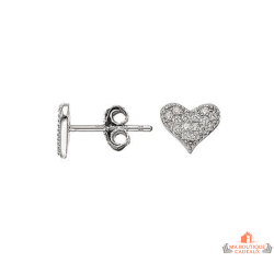Boucles d’oreilles cœur argent oxyde de zirconium Carla Nogueres