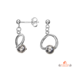 Boucles d’oreilles argent perle grise Carla Nogueres