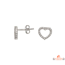 Boucles d’oreilles argent cœur oxyde de zirconium Carla Nogueres