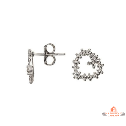 Boucles d’oreilles cœur argent oxyde de zirconium Carla Nogueres