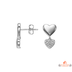Boucles d’oreilles double cœur argent oxyde de zirconium Carla Nogueres