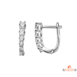 Boucles d’oreilles argent 925 cinq pierres oxyde de zirconium Carla Nogueres