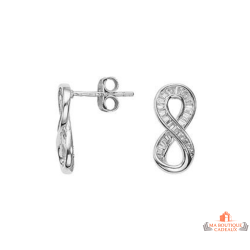 Boucles d’oreilles argent 925 motif infini oxyde de zirconium Carla Nogueres
