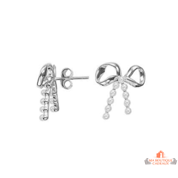 Boucles d’oreilles argent nœud papillon perles imitation Carla Nogueres