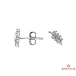 Boucles d’oreilles argent motif feuille oxyde de zirconium Carla Nogueres