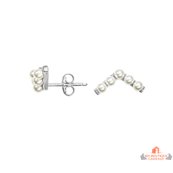 Boucles d’oreilles en argent motif V avec perles d’imitation Carla Nogueres