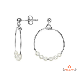 Boucles d’oreilles anneau en argent avec perles d’imitation Carla Nogueres