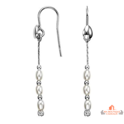 Boucles d’oreilles crochet argent perles d’imitation Carla Nogueres