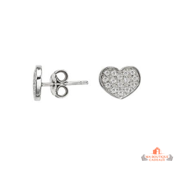 Boucles d’oreilles cœur argent oxyde de zirconium Carla Nogueres