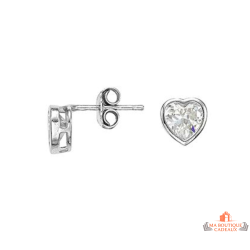 Boucles d’oreilles cœur argent oxyde de zirconium Carla Nogueres
