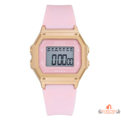 Montre LCD Digitec femme dorée avec bracelet rose clair