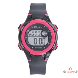 Montre LCD Digitec femme noire avec lunette rouge
