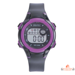 Montre LCD Digitec femme noire avec lunette violette
