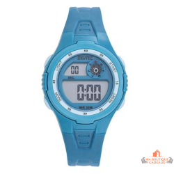 Montre LCD Digitec femme bleue boîtier rond 38 mm