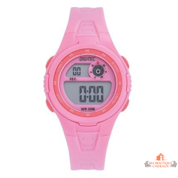 Montre LCD Digitec femme rose boîtier rond 38 mm