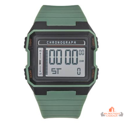 Montre LCD Digitec unisexe verte chronographe digital boîtier rectangle 46 mm