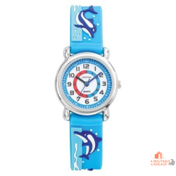 Montre enfant pédagogique INOTIME dauphin bleue pour apprendre à lire l’heure