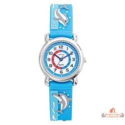 Montre enfant pédagogique INOTIME dauphin bleue pour apprendre à lire l’heure