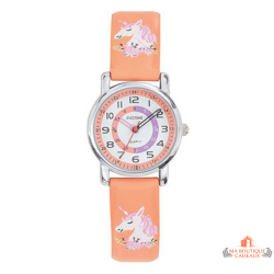 Montre enfant pédagogique INOTIME licorne orange pour apprendre à lire l’heure