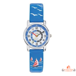 Montre enfant pédagogique INOTIME bateau bleue pour apprendre à lire l’heure