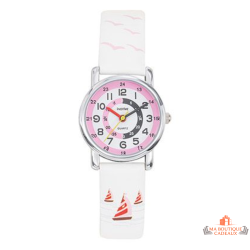 Montre enfant pédagogique INOTIME bateau blanche pour apprendre à lire l’heure