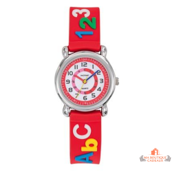 Montre enfant pédagogique INOTIME rouge avec lettres et chiffres pour apprendre à lire l’heure