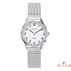 Montre femme INOTIME bracelet extensible métal argenté cadran blanc