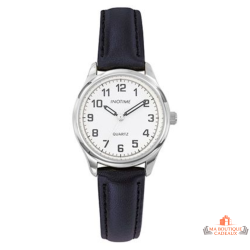 Montre femme INOTIME bracelet bleu foncé cadran blanc chiffres arabes