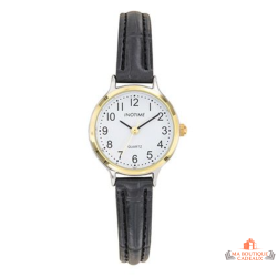 Montre femme INOTIME bracelet noir boîtier doré cadran blanc