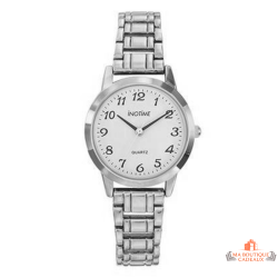 Montre femme INOTIME bracelet métal chromé cadran blanc chiffres arabes