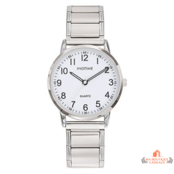 Montre femme INOTIME bracelet métal extensible argenté cadran blanc chiffres arabes