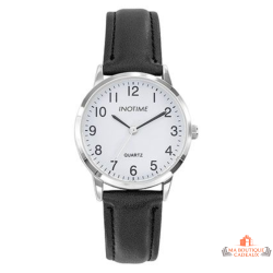Montre femme INOTIME cadran blanc bracelet noir analogique