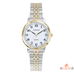 Montre femme INOTIME bicolore cadran blanc bracelet métal